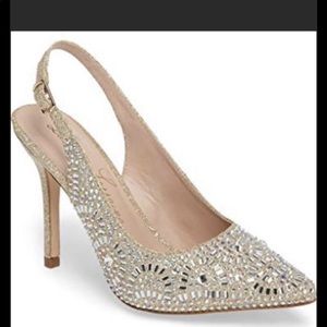 Sparkly Gold sling back heels